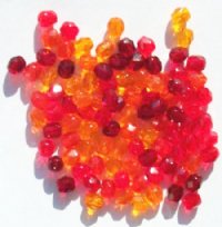 100 4mm Faceted Red Firepolish Bead Mix